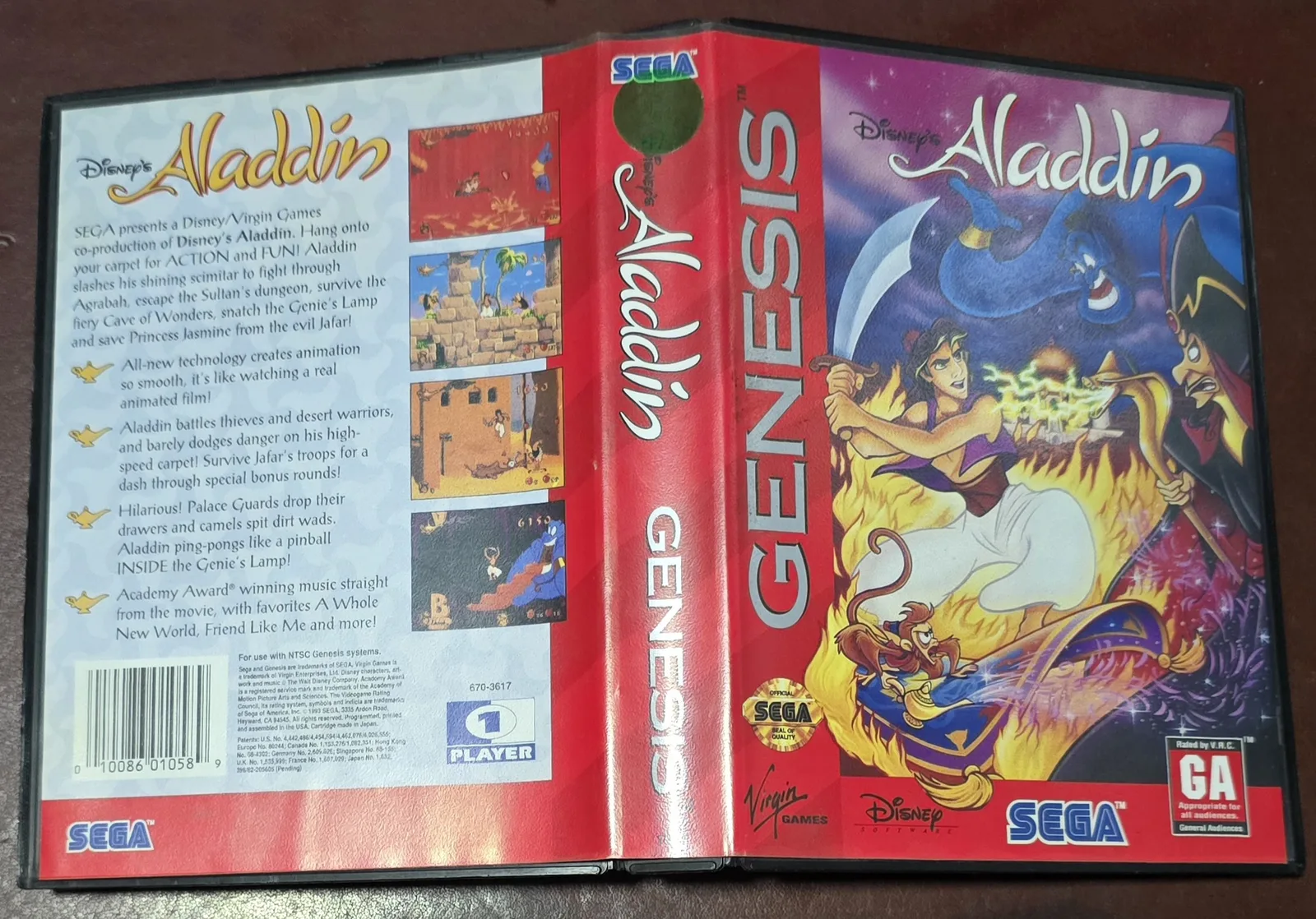 The full outer box art unfolded - back cover, spine and front cover - in excellent condition