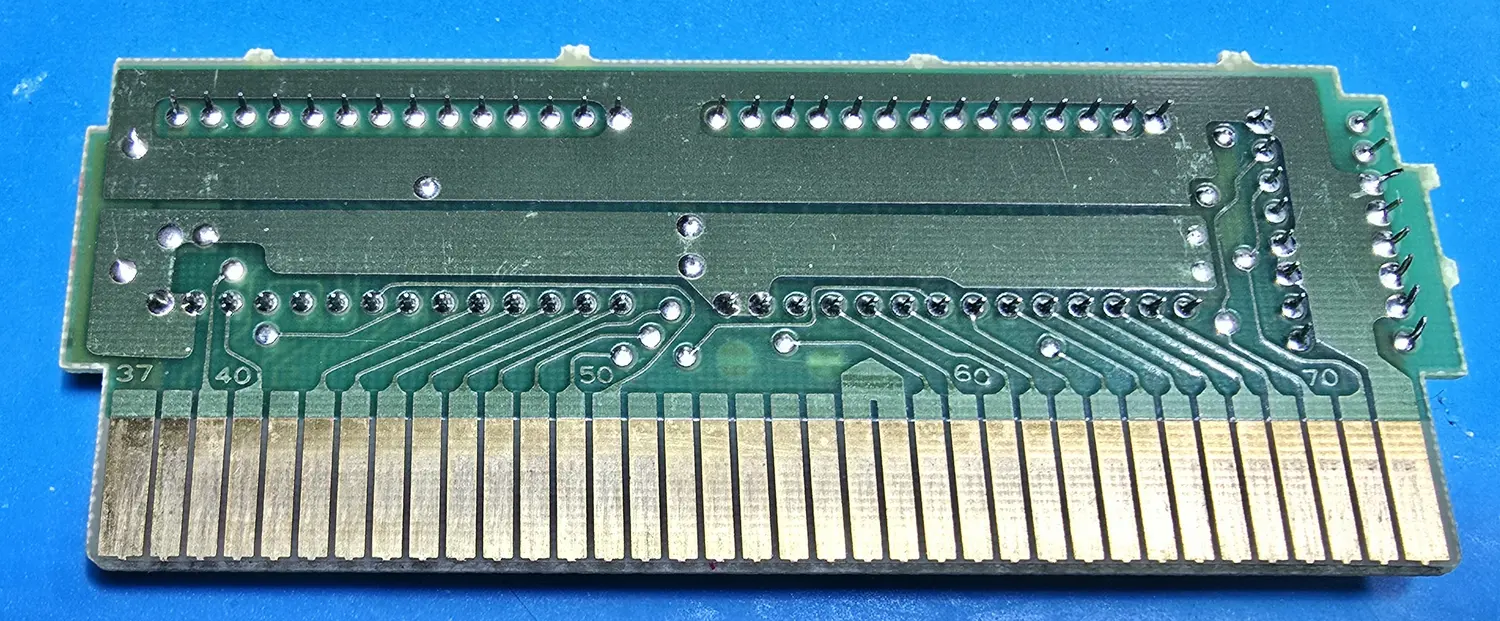 Solder side of the Golf cartridge board showing the numbered gold edge-connector fingers