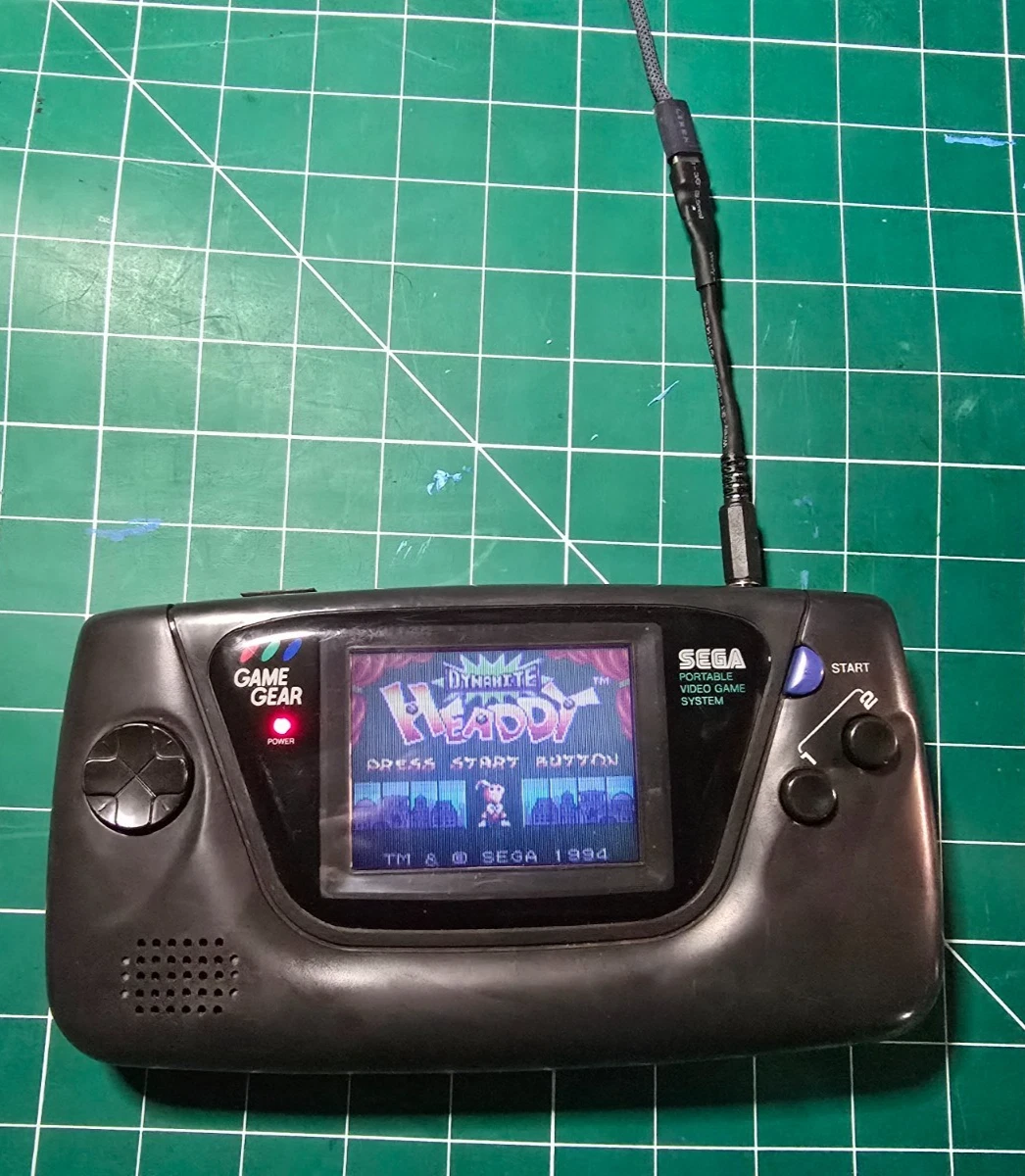 A prototype Game Gear power dongle running a real Sega Game Gear
